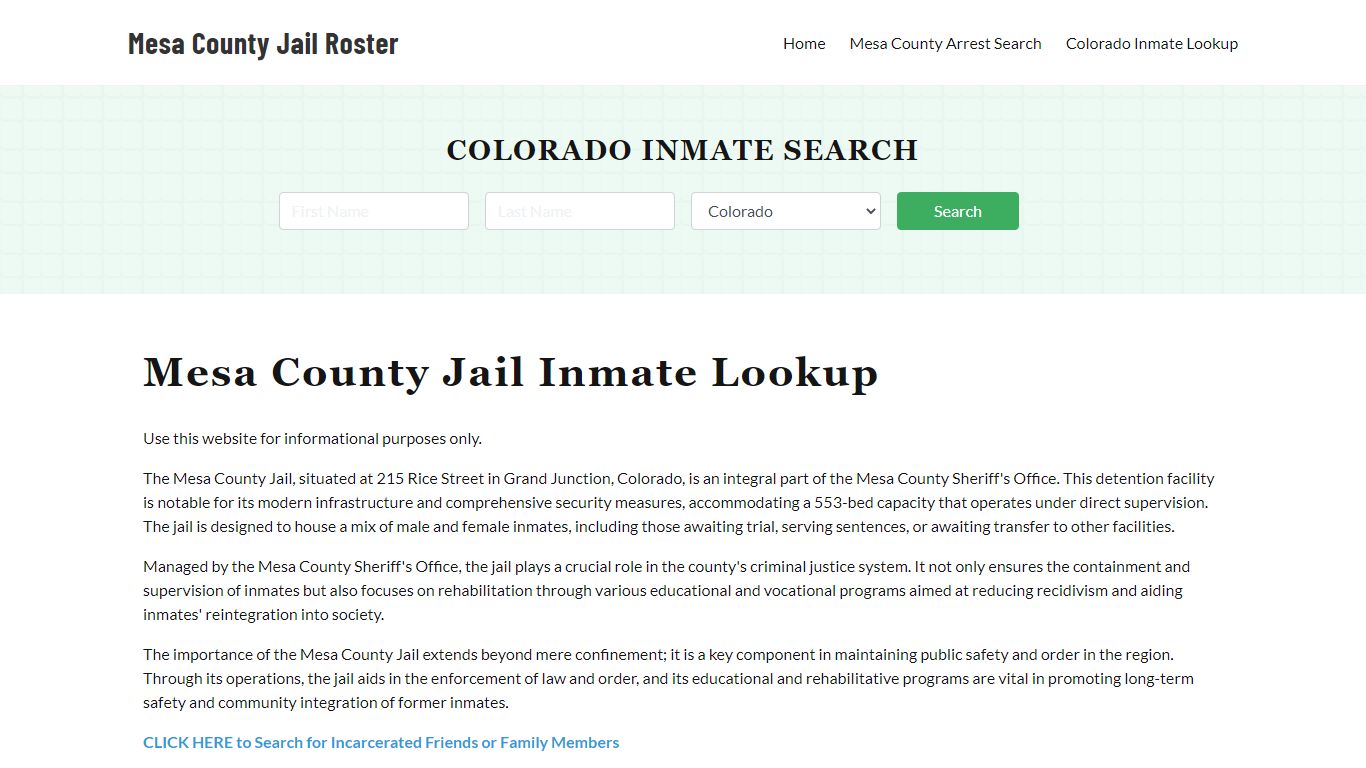 Mesa County Jail Roster Lookup, CO, Inmate Search